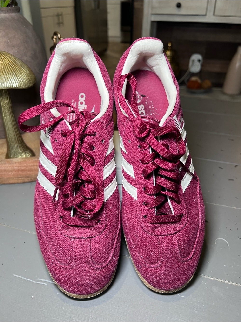 Adidas Sambas Hemp Burgundy Sneakers Unisex Size 8 - Picture 3 of 10